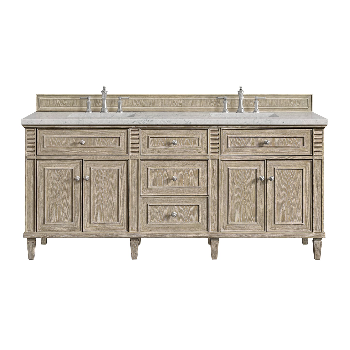 Lorelai 72" Double Vanity, Whitewashed Oak w/ 3 CM Eternal Jasmine Pearl Silestone Top