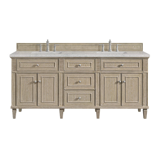 Lorelai 72" Double Vanity, Whitewashed Oak w/ 3 CM Eternal Jasmine Pearl Silestone Top