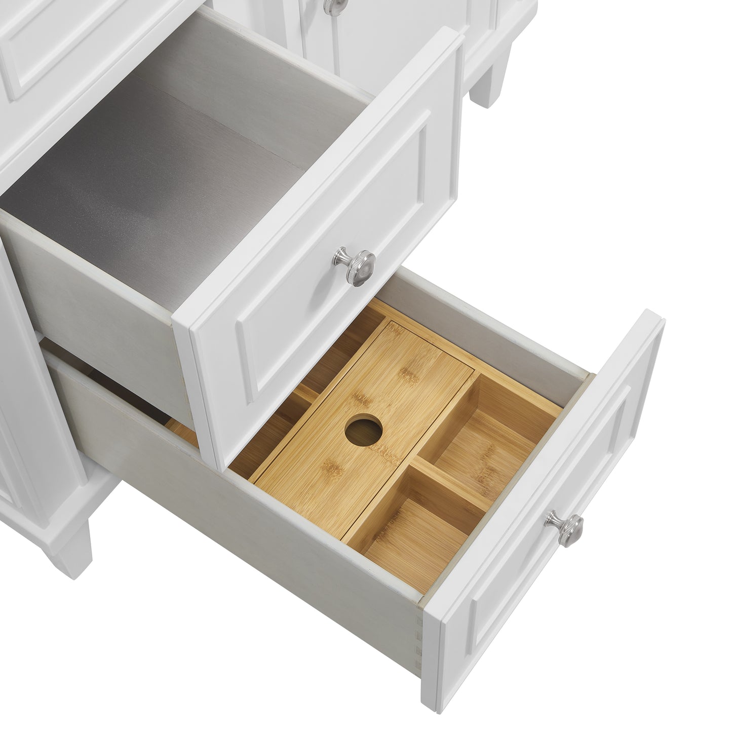 Lorelai 36" Single Vanity, Bright White w/ 3 CM Victorian Silver Silestone Top