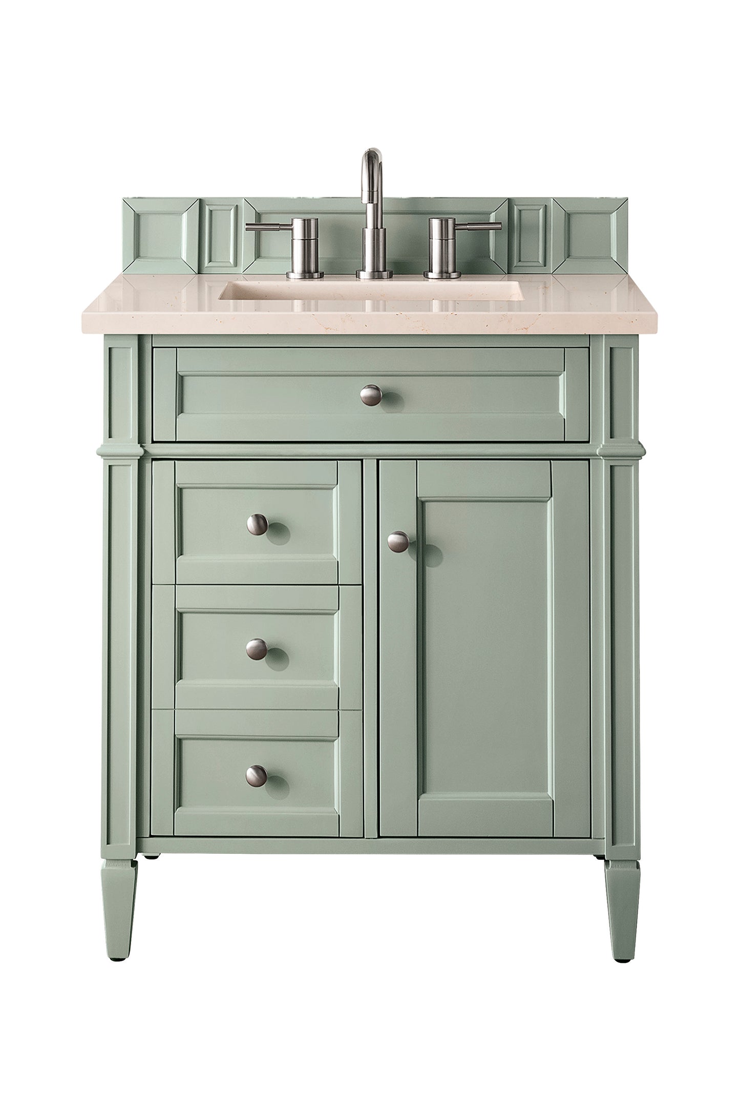 Brittany 30" Single Vanity, Sage Green, w/ 3 CM Eternal Marfil Silestone Top