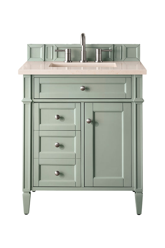 Brittany 30" Single Vanity, Sage Green, w/ 3 CM Eternal Marfil Silestone Top