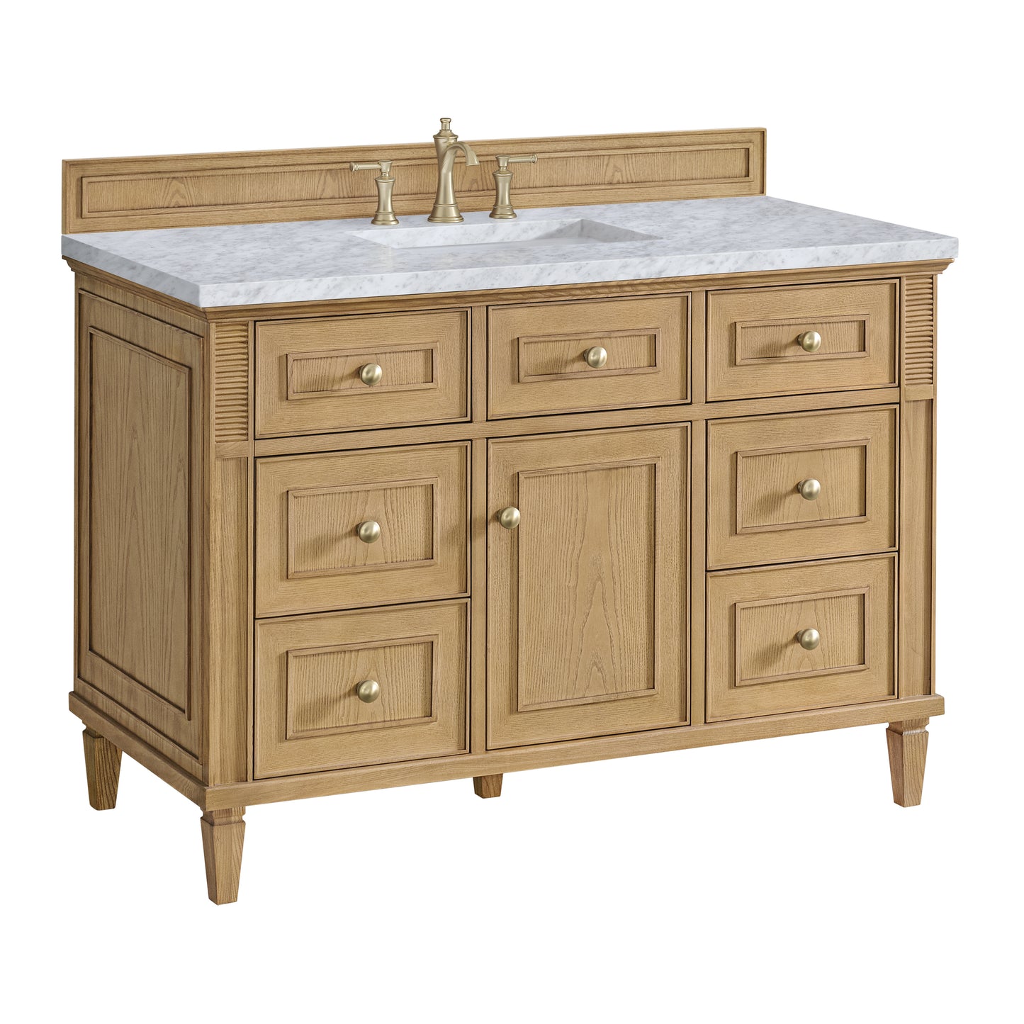 Lorelai 48" Single Vanity, Light Natural Oak w/ 3 CM Carrara White Marble Top