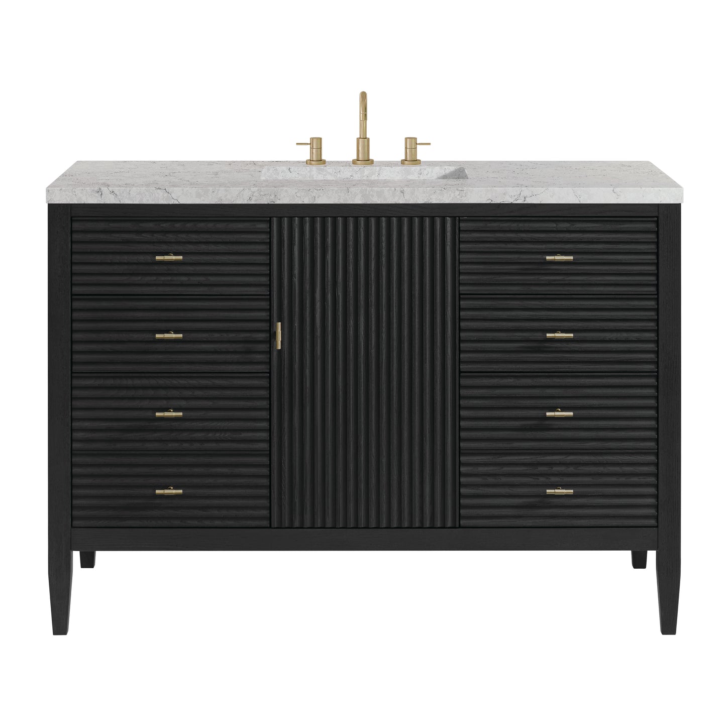 Myrrin 48" Vanity, Carbon Oak w/ 3 CM Eternal Jasmine Pearl Silestone Top