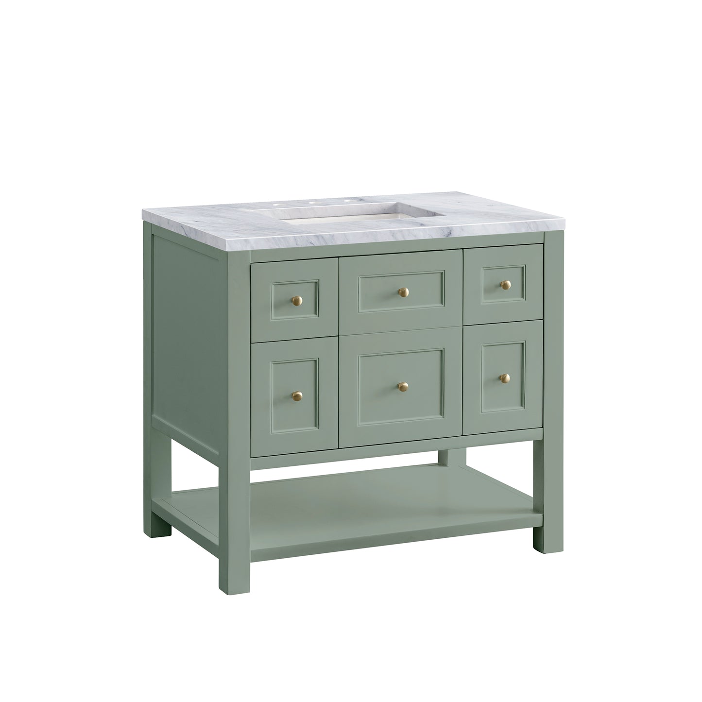 Breckenridge 36" Single Vanity, Smokey Celadon w/ 3 CM Carrara Marble Top