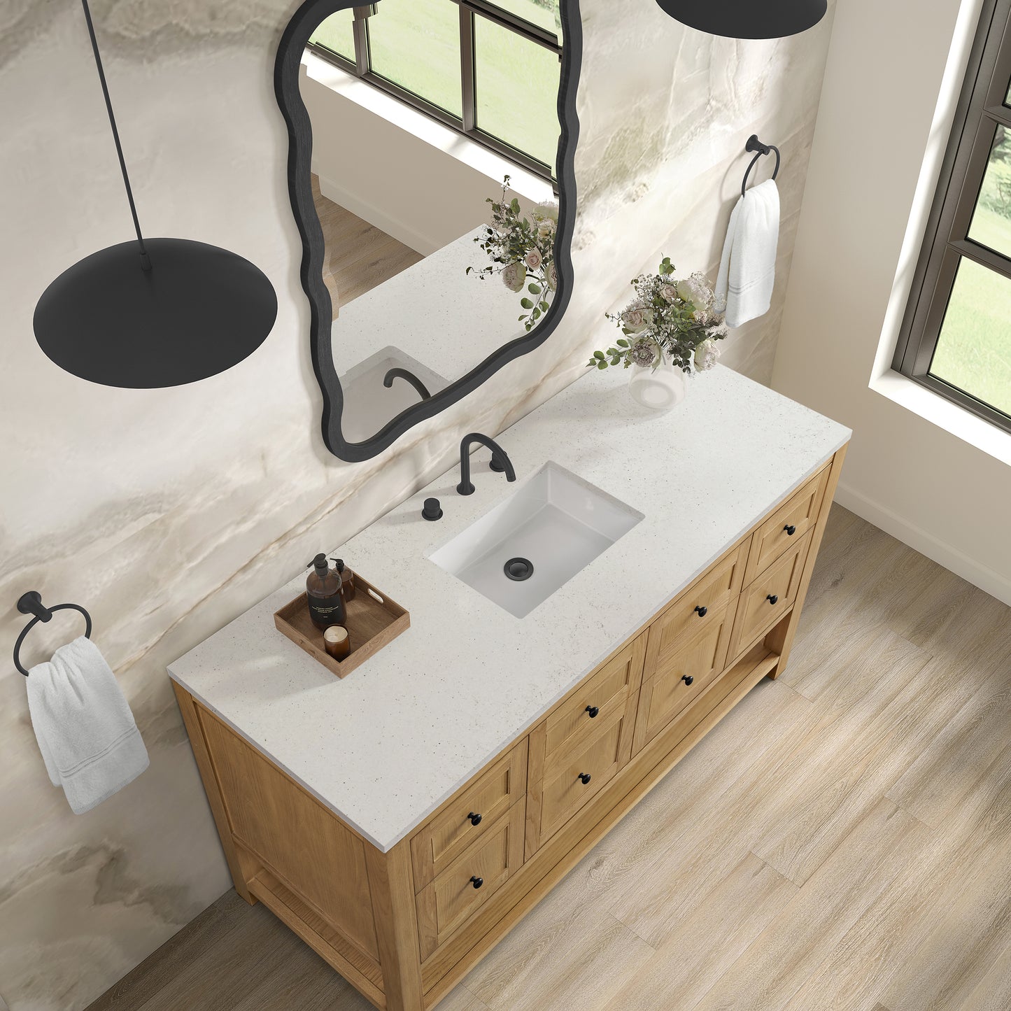 Breckenridge 60" Single Vanity, Light Natural Oak w/ 3 CM Parisien Bleu Top