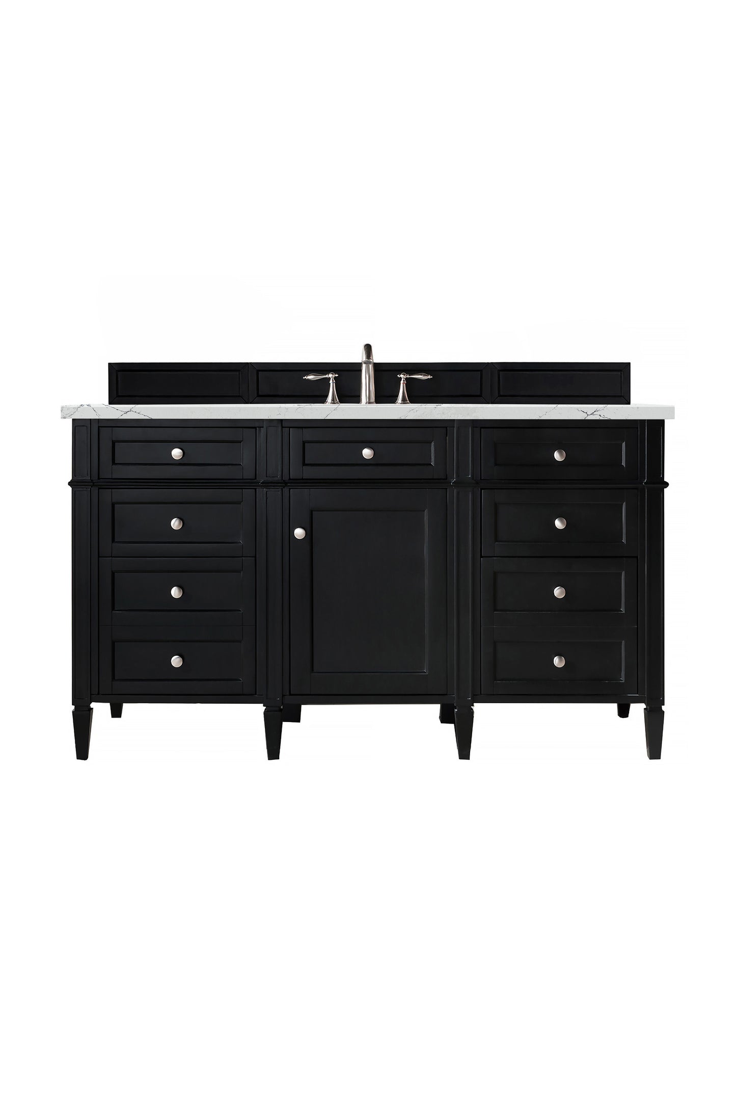 Brittany 60" Single Vanity, Black Onyx, w/ 3 CM Ethereal Noctis Silestone Top