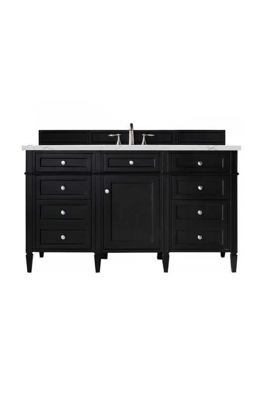 Brittany 60" Single Vanity, Black Onyx, w/ 3 CM Ethereal Noctis Silestone Top