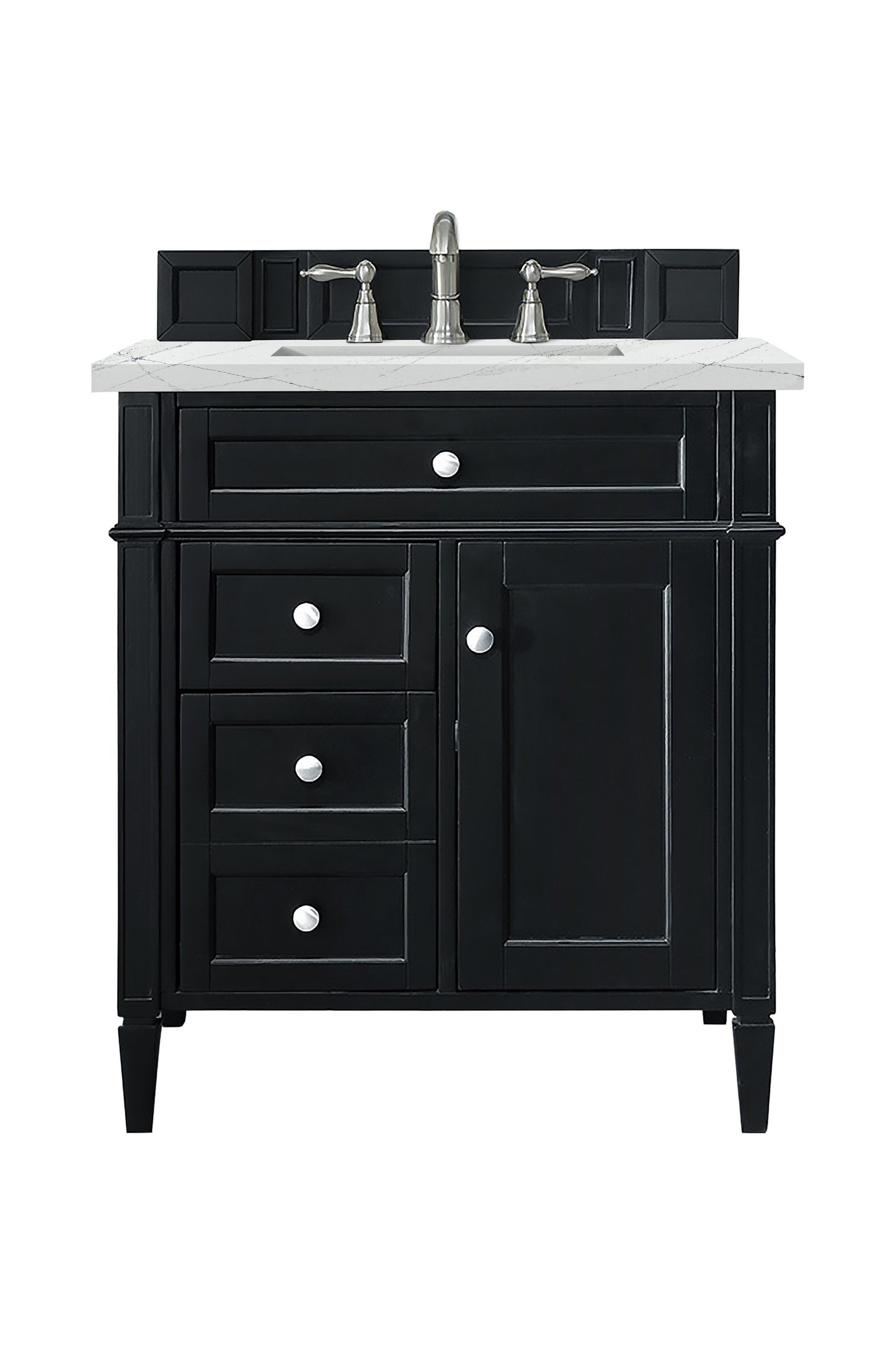 Brittany 30" Single Vanity, Black Onyx, w/ 3 CM Ethereal Noctis Silestone Top