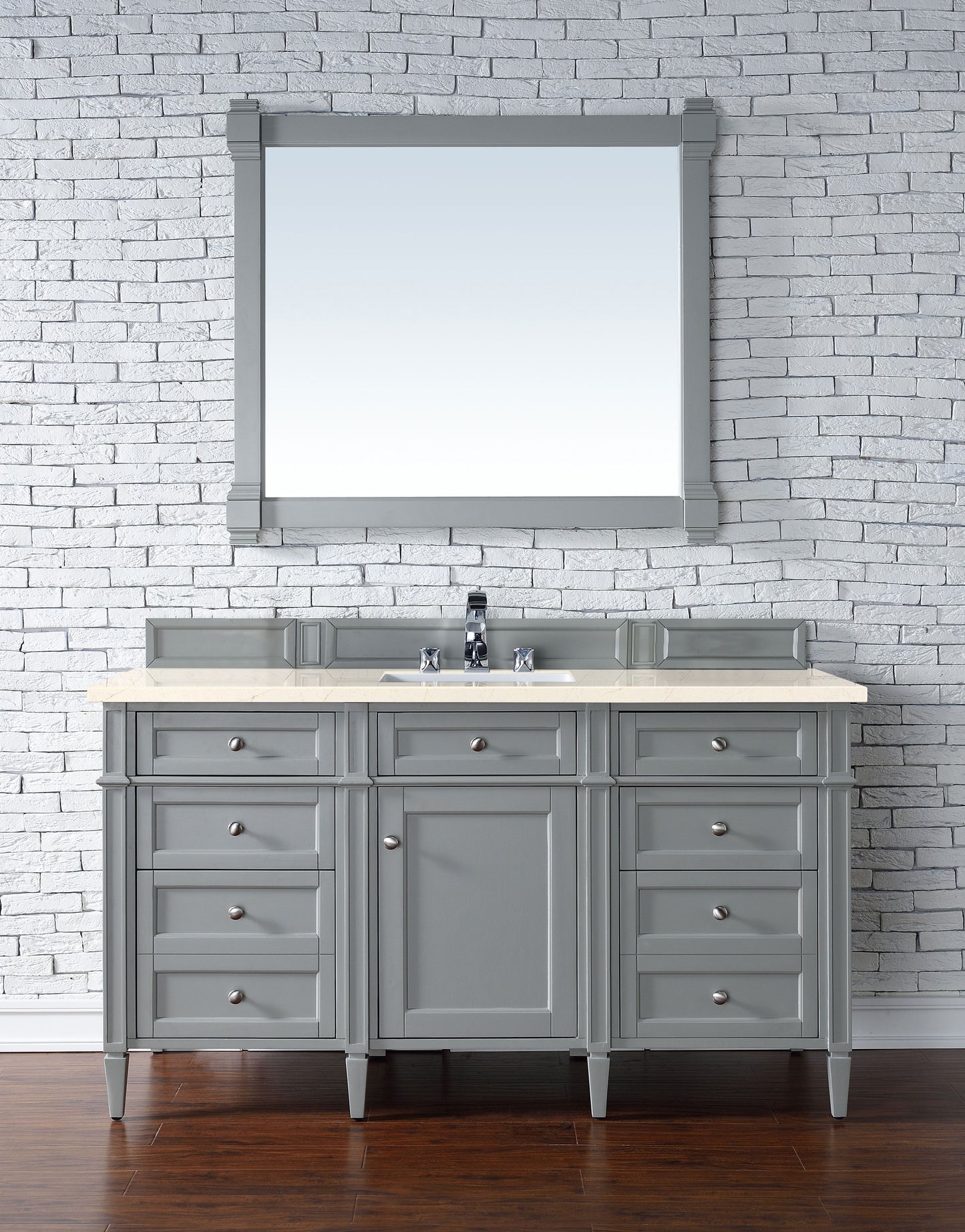 Brittany 60" Single Vanity, Urban Gray w/ 3 CM Eternal Marfil Silestone Top