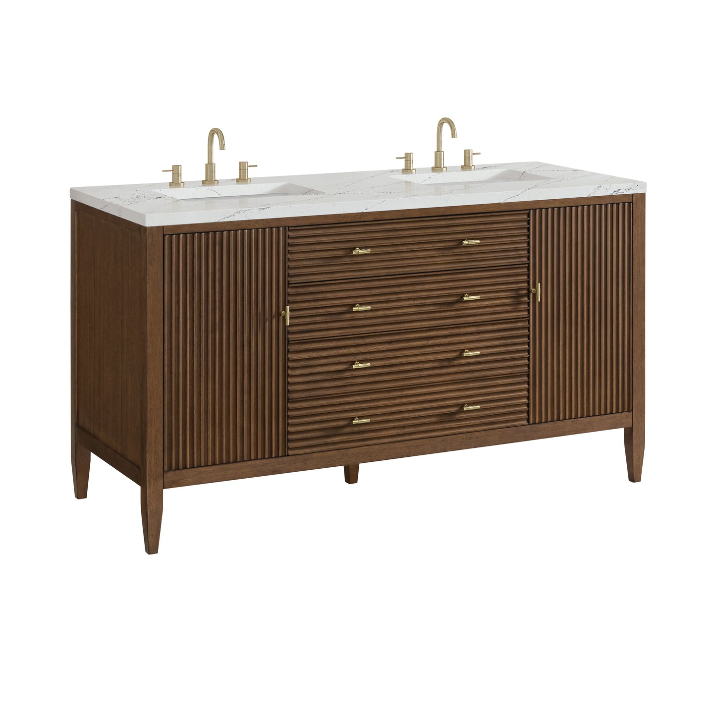 Myrrin 60" Double Vanity, Mid Century Walnut w/ 3 CM Ethereal Noctis Silestone Top