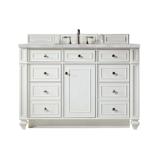 Bristol 48" Single Vanity, Bright White w/ 3 CM Victorian Silver Silestone Top