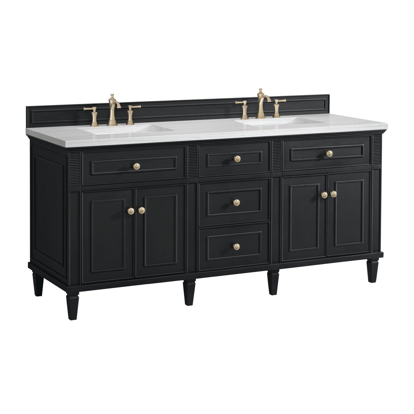 Lorelai 72" Double Vanity, Black Onyx w/ 3 CM Arctic Fall Solid Surface Top