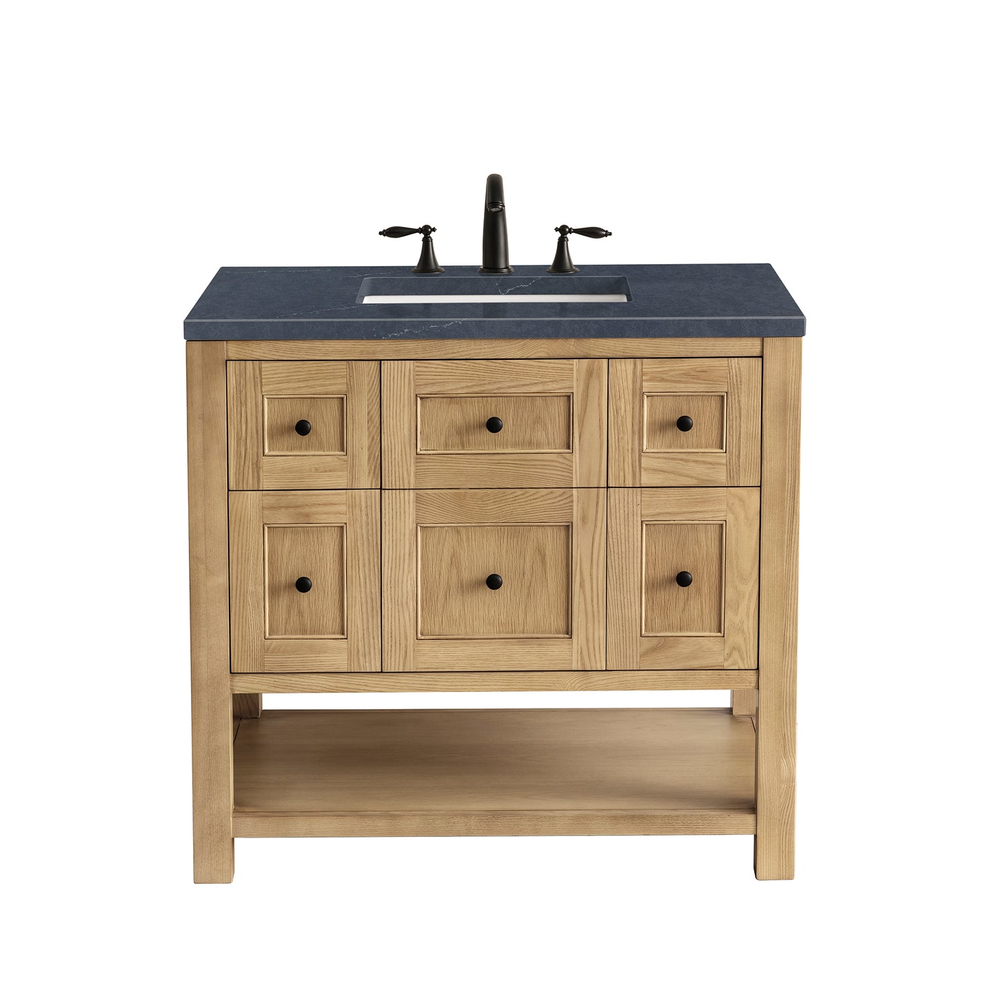 Breckenridge 36" Single Vanity, Light Natural Oak w/ 3 CM Charcoal Soapstone Top