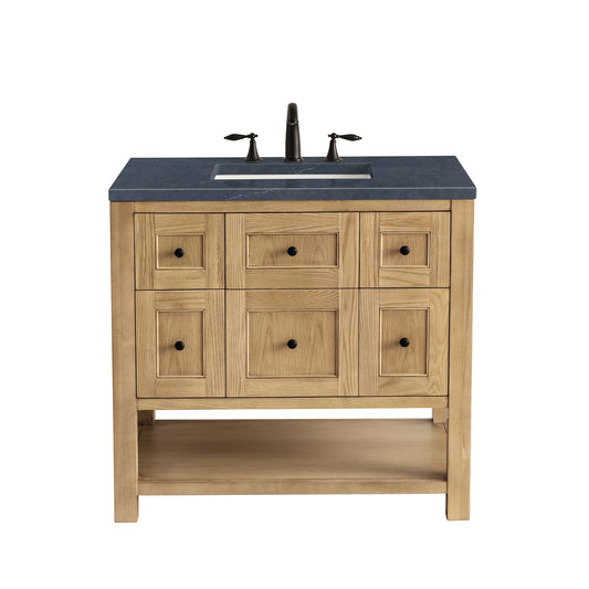 Breckenridge 36" Single Vanity, Light Natural Oak w/ 3 CM Charcoal Soapstone Top