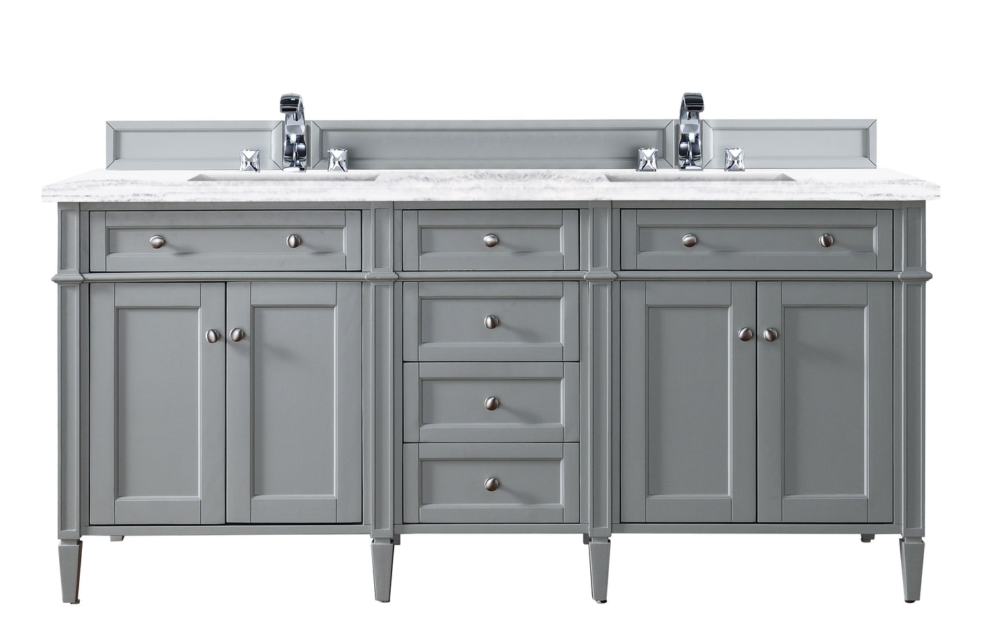 Brittany 72" Double Vanity, Urban Gray w/ 3 CM Arctic Fall Solid Surface Top