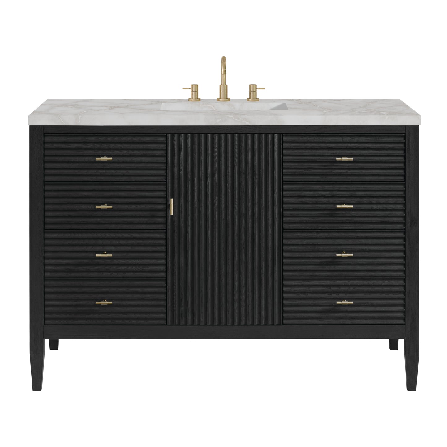 Myrrin 48" Vanity, Carbon Oak w/ 3 CM Victorian Silver Silestone Top