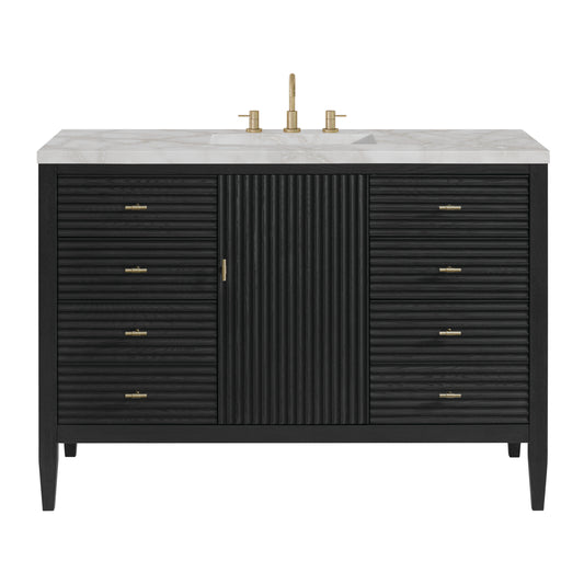 Myrrin 48" Vanity, Carbon Oak w/ 3 CM Victorian Silver Silestone Top