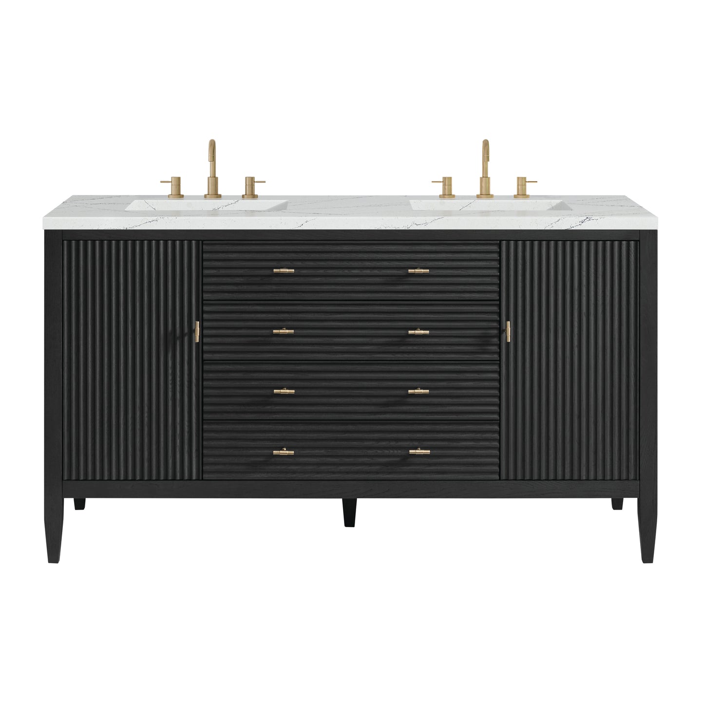 Myrrin 60" Double Vanity, Carbon Oak w/ 3 CM Ethereal Noctis Silestone Top