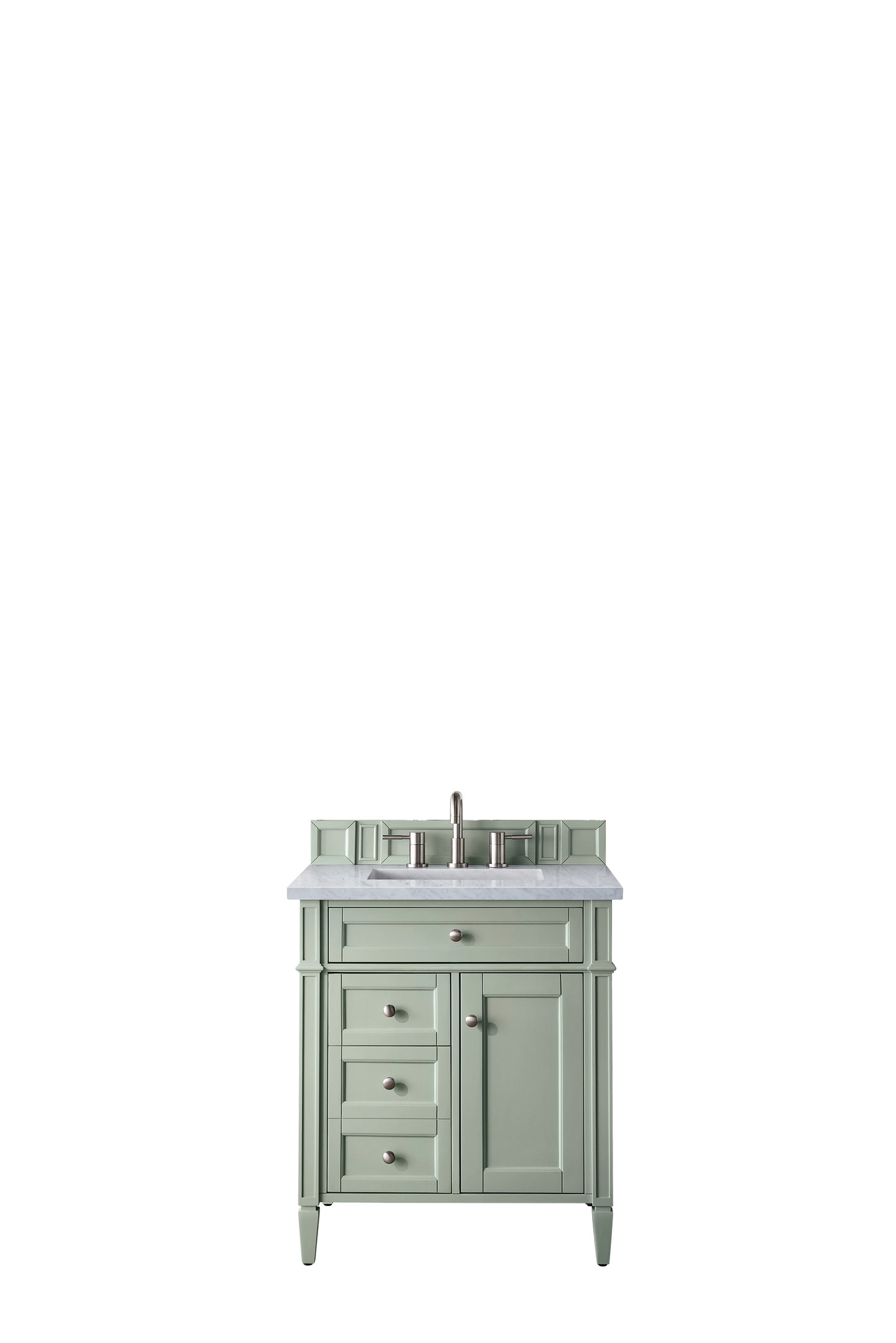 Brittany 30" Single Vanity, Sage Green, w/ 3 CM Eternal Jasmine Pearl Silestone Top