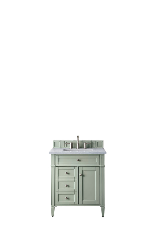 Brittany 30" Single Vanity, Sage Green, w/ 3 CM Eternal Jasmine Pearl Silestone Top