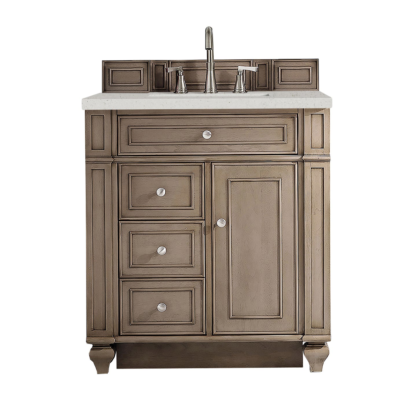 Bristol 30" Single Vanity, Whitewashed Walnut w/ 3 CM Lime Delight Silestone Top