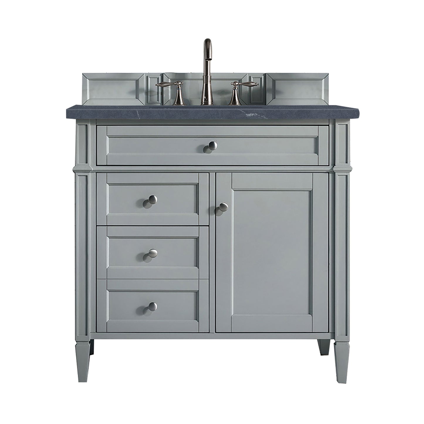 Brittany 36" Single Vanity, Urban Gray w/ 3 CM Charcoal Soapstone Silestone Top